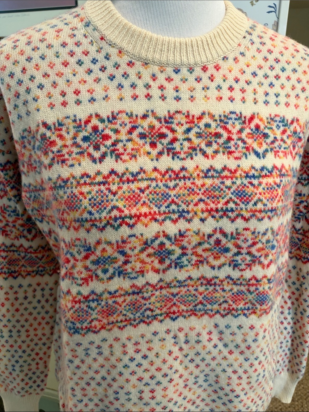 J. Crew Cream Fair Isle Knit Wool Sweater - Picture 2 of 7